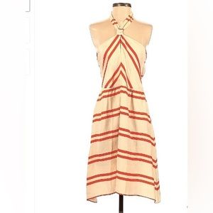 Waverly Grey cream stripped 100% silk dress. Size small